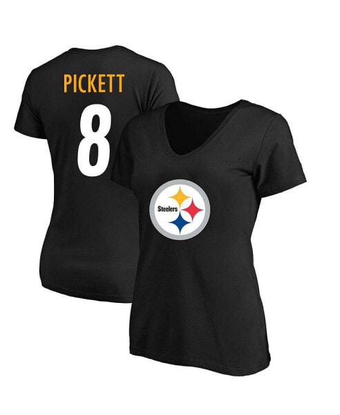 Women's Kenny Pickett Black Pittsburgh Steelers Plus Size Player Name and Number V-Neck T-shirt