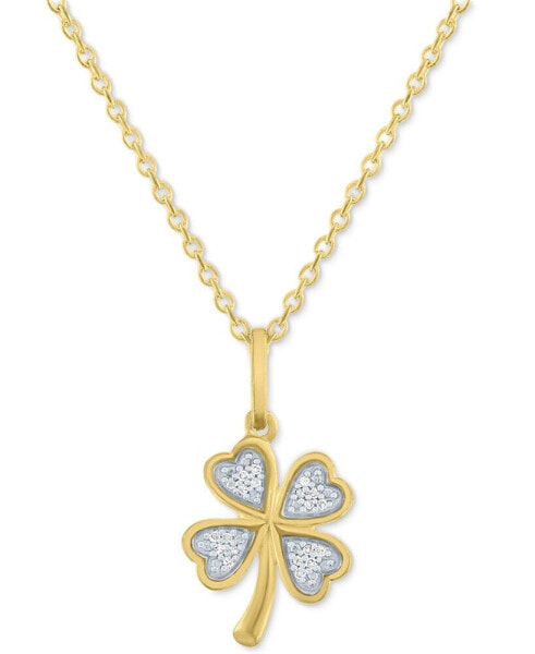 Diamond Accent Clover Pendant Necklace in 14k Gold-Plated Sterling Silver, 16" + 2" extender