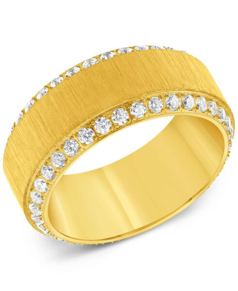 Men's Cubic Zirconia Textured Band in Yellow Ion-Plated Stainless Steel