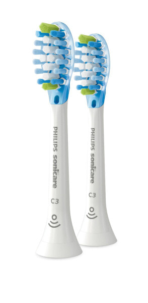 Philips C3 Optimal Plaque Defence HX9042/17 2-pack interchangeable sonic toothbrush heads - 2 pc(s) - White - Rubber - 2 Series plaque control - 2 Series plaque defense - 3 Series gum health - DiamondClean - DiamondClean... - Medium soft - Click-on