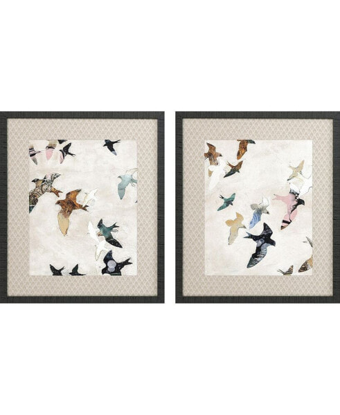 Abstract Birds Framed Art, Set of 2