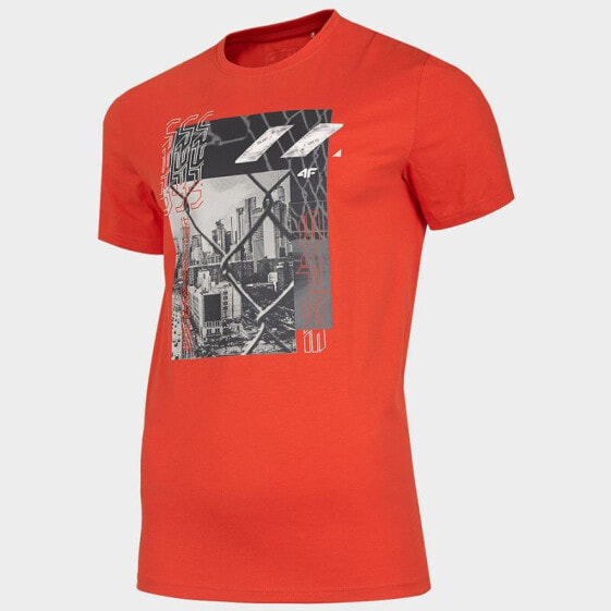 Мужская спортивная футболка оранжевая с принтом T-shirt 4F M H4L22-TSM012 70S