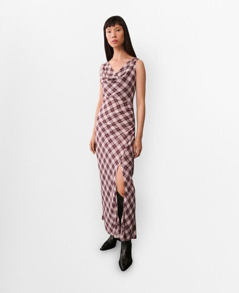 Women's Check-Print Midi-Dress