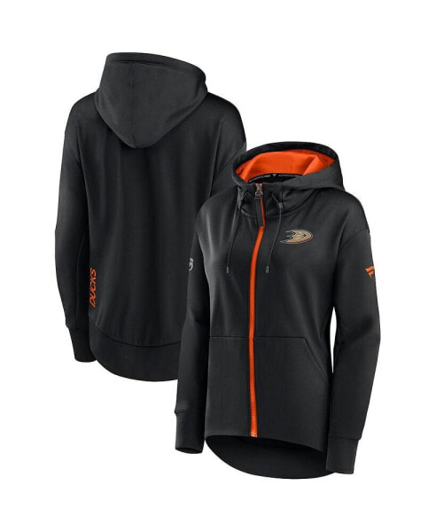 Women's Black Anaheim Ducks Authentic Pro Rink Full-zip Hoodie Jacket