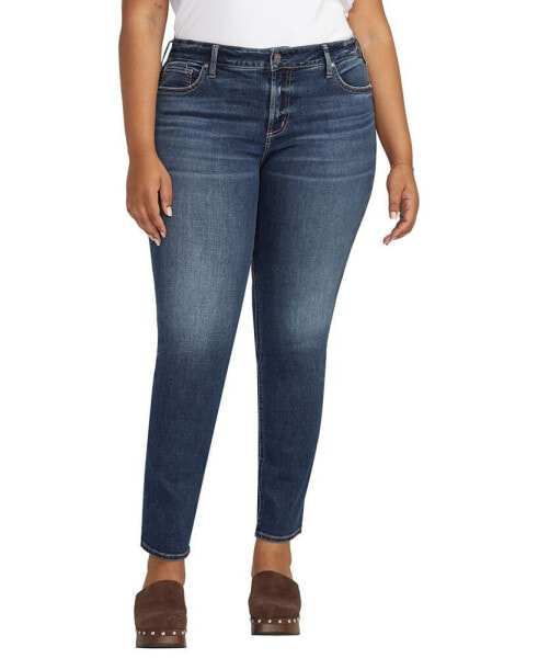 Plus Size Elyse Mid Rise Comfort Fit Straight Leg Jeans