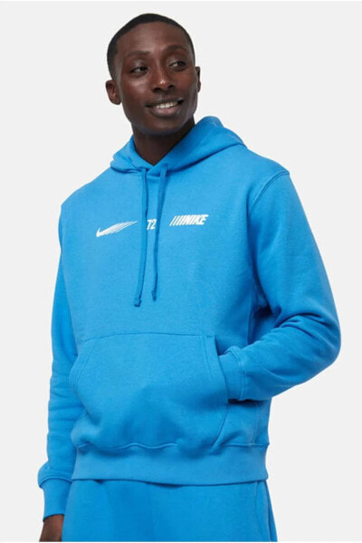Sportswear Erkek Mavi Kapüşonlu Sweatshirt- geniş kesim