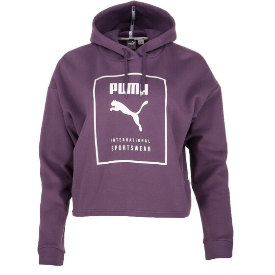 Puma Intl Cropped Pullover Hoodie Womens Purple Casual Outerwear 67151105