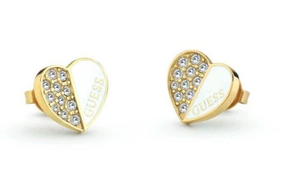 Lovely Guess Romantic Gold Plated Earrings JUBE03048JWYGWHT/U