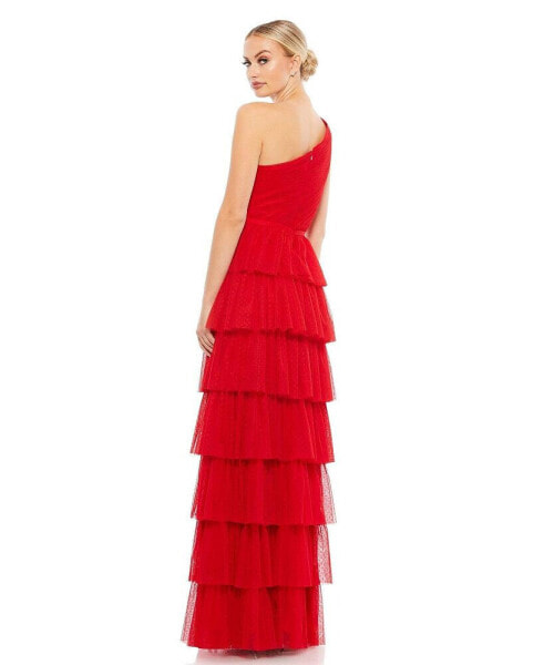 Women's Ieena One Shoulder Layered Tiered Tulle Gown