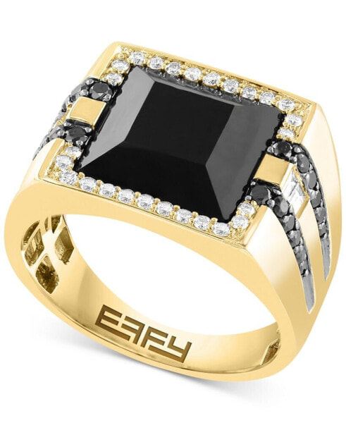 EFFY® Men's Onyx & Diamond Ring (3/4 ct. t.w.) in 14k Gold