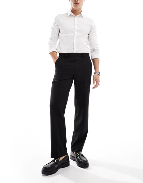 ASOS DESIGN straight tuxedo suit trouser in black