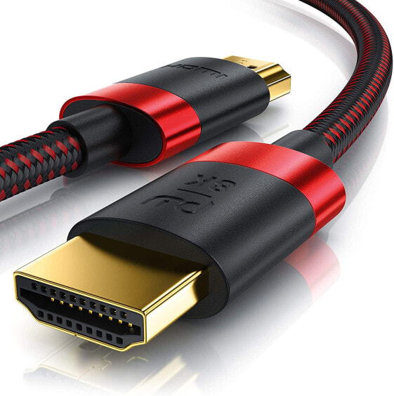 CSL - 0.25 m 25 cm 8K HDMI Cable 2.1-8K @ 60Hz / 120Hz - 4K @ 240Hz - HDTV 7680 x 4320 UHD II HDMI 2.1 2.0a 2.0b HDMI Cable Ethernet HDR ARC Compatible with PS4 PS5 Xbox Series X - Black Red