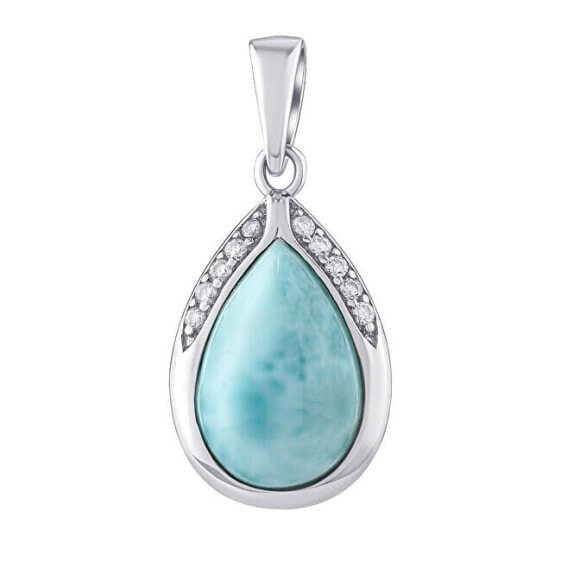 Silver pendant with natural larimar JST13327PLR