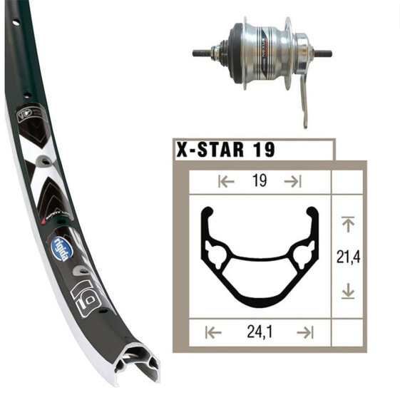 WINORA Rigida X-Star 19 Skid Shimano 7s road rear wheel