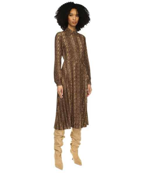 Women's Snakeskin-Print Pleated Shirtdress