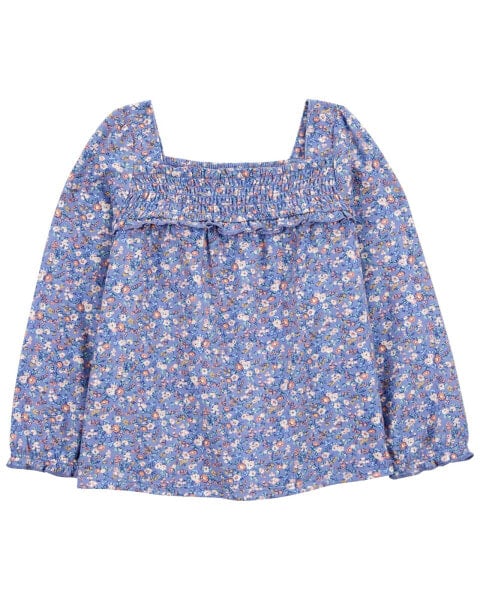 Baby Floral Print Smocked Square Neck Top 18M