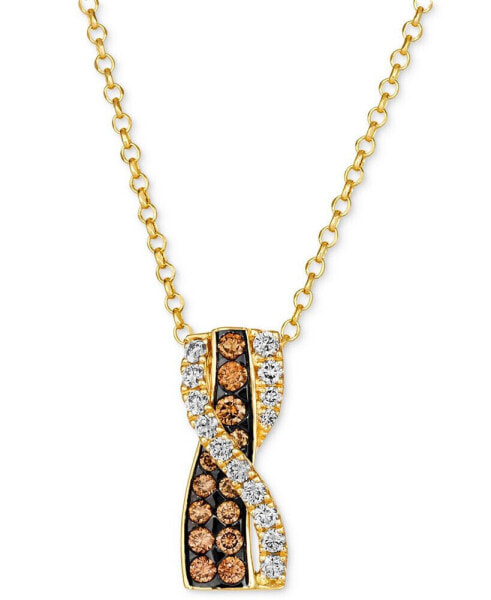 Chocolate Diamond & Nude Diamond Crossover 18" Pendant Necklace (5/8 ct. t.w.) in 14k Gold