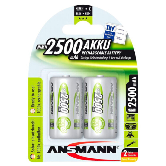 ANSMANN 1x2 MaxE NiMH Rechargeable Baby C 2500mAh Batteries