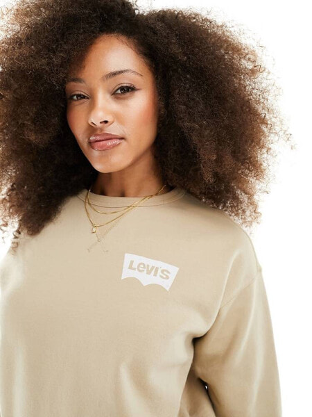 Levi's – Sweatshirt in Hellbraun mit kleinem Fledermaus-Logo