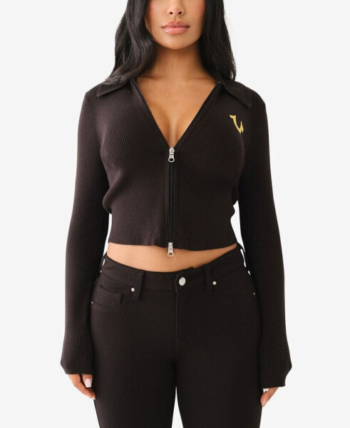 Women's Collar Zip HS Rib Sweater