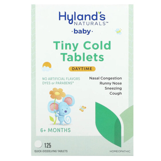 Детские витамины Hyland's Naturals Tiny Cold Tablets Дневные 6+ месяцев 125 шт. быстрорастворимые