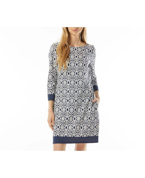 Women's Geo Print Stella Boat Neck Tunic Dress