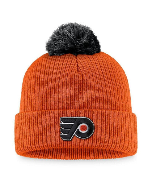 Men's Orange Philadelphia Flyers Team Cuffed Knit Hat with Pom