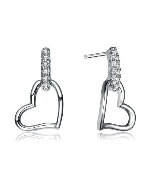 Sterling Silver Heart & Cubic Zirconia Earrings