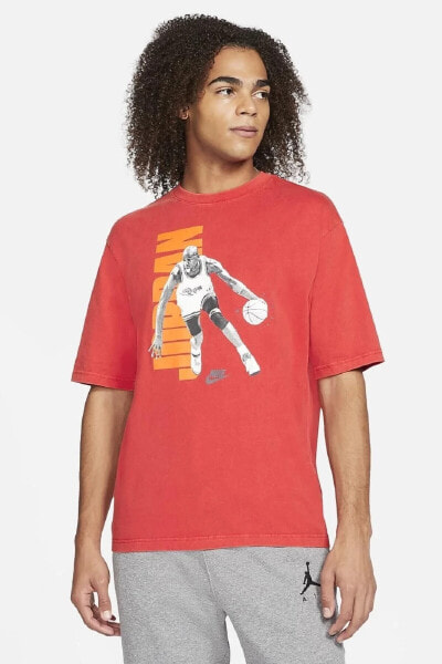 Jordan Vintage Graphic Tee Baskılı Pamuklu Kırmızı Tişört