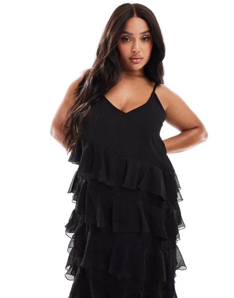 Yours frill maxi dress in black