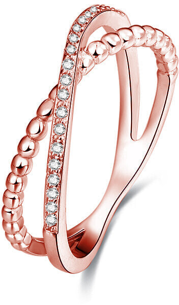 Pink gold plated double ring made of silver AGG195