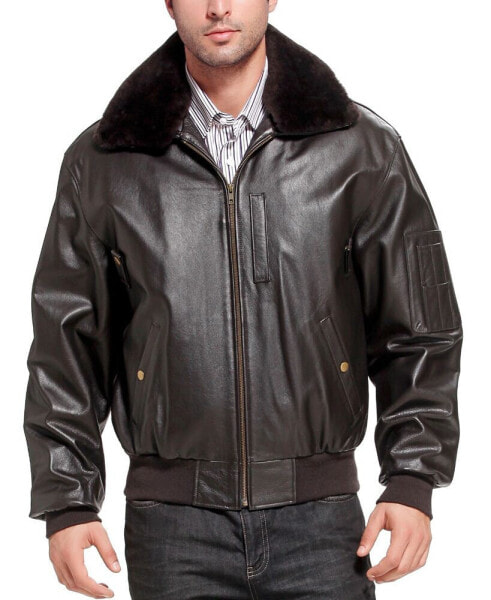 Men B-15 Leather Flight Bomber Jacket