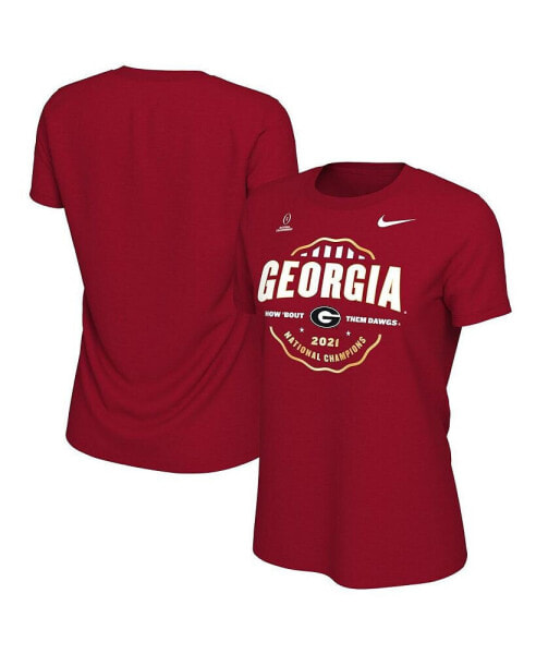 Women's Red Georgia Bulldogs College Football Playoff 2021 National Champions Seal Celebration T-shirt