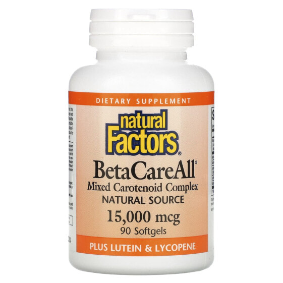 Антиоксидант Natural Factors BetaCareAll, 15 000 мкг, 90 капсул в гелевой оболочке