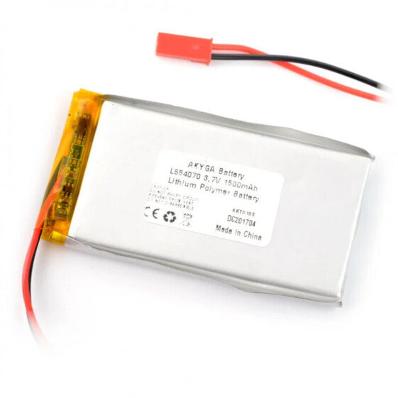 Akyga Li-Pol battery 1500mAh 1S 3,7V - JST-BEC connector + socket - 70x40x6mm