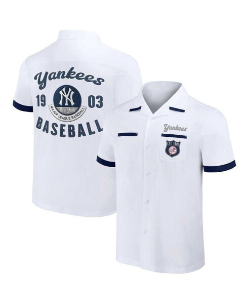 Men's Darius Rucker Collection by White New York Yankees Bowling Button-Up Shirt