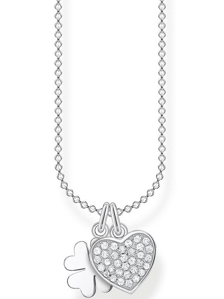 Thomas Sabo KE2047-051-14 Shamrock with heart Pave Ladies Necklace, adjustable