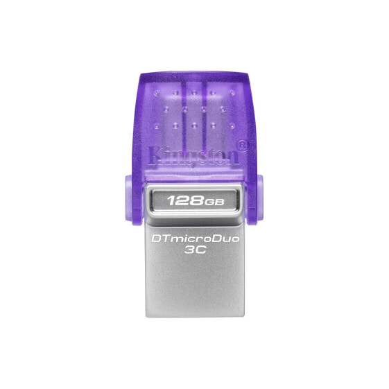Kingston DataTraveler microDuo 3C - 128 GB - USB Type-A / USB Type-C - 3.2 Gen 1 (3.1 Gen 1) - 200 MB/s - Other - Stainless steel - Purple