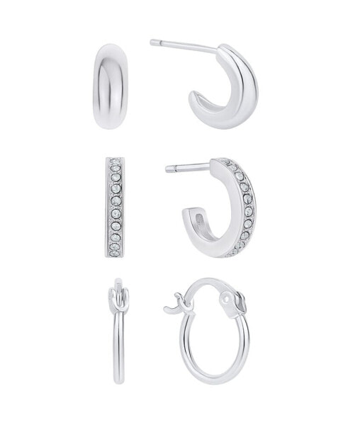 Crystal Trio Hoop Earring Set