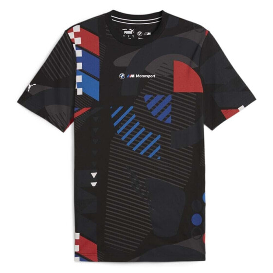 Puma Bmw Mms Graphic Crew Neck Short Sleeve T-Shirt Mens Black, Grey Casual Tops