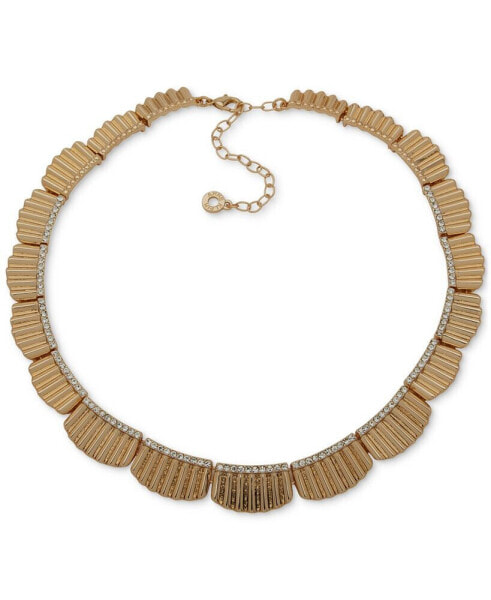 Anne Klein gold-Tone Pavé Scalloped Collar Necklace, 16" + 3" extender
