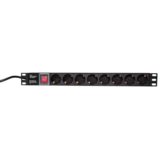 LogiLink PDU8C01 - Basic - 1U - Aluminum - Black - 8 AC outlet(s) - Type F