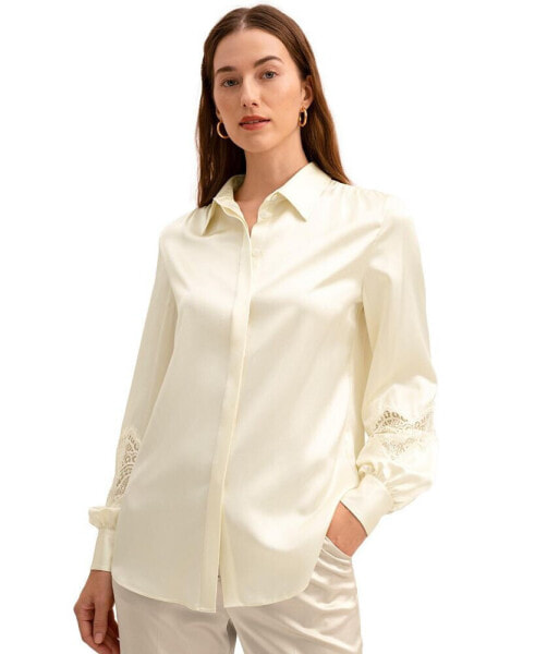 The Armeria Lace Silk Blouse for Women