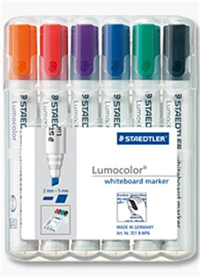STAEDTLER 351 B WP6 - 6 pc(s) - Black - Blue - Green - Orange - Red - Violet - White - White - Polypropylene (PP) - 2 mm