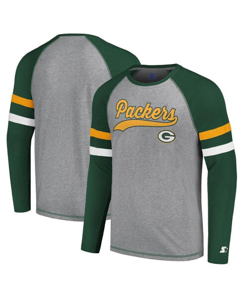Men's Gray, Green Green Bay Packers Kickoff Raglan Long Sleeve T-shirt