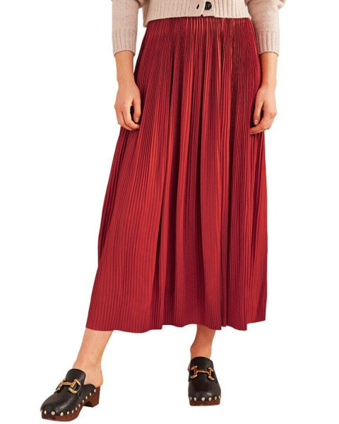 Boden Pleated Satin Midi Skirt Women's Uk 16 / Us 12