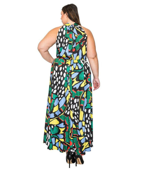 Plus Size Olivia Halter Neck Maxi Dress