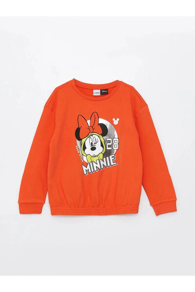 Lcw Kids Bisiklet Yaka Minnie Mouse Baskılı Uzun Kollu Kız Çocuk Sweatshirt