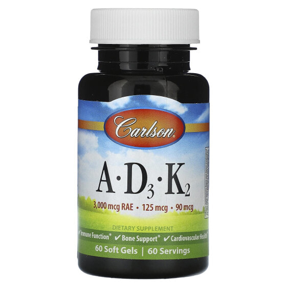 Витамины A - D3 - K2 Carlson, 60 мягких гелей