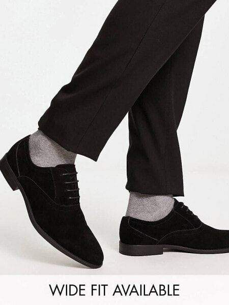 ASOS DESIGN oxford shoes in black faux suede